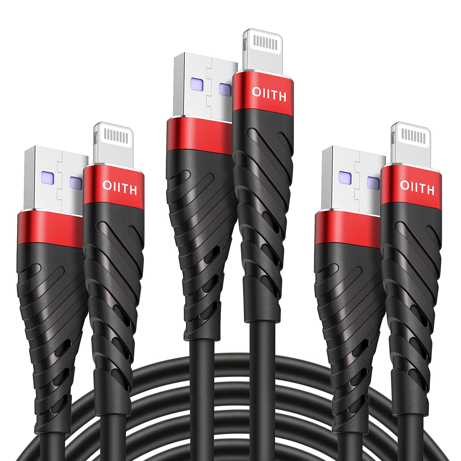 OIITH Apple MFi Certified iPhone Charger Cable 3 Pack 10 Ft, Extra Long Lightning Charging Cord, Fast 2.4A iPhone USB Cord Compatible with iPhone12/11/XS/Max/XR/X/8/8P/7P/6/iPad