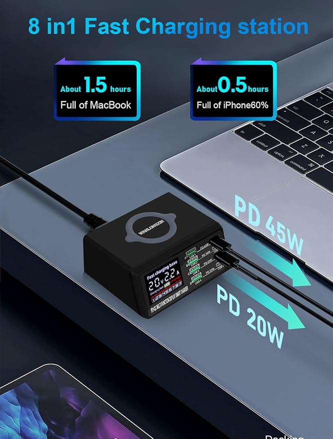 100W 8Port USB Charging Station for Multiple Devices - Multi USB Charger Station