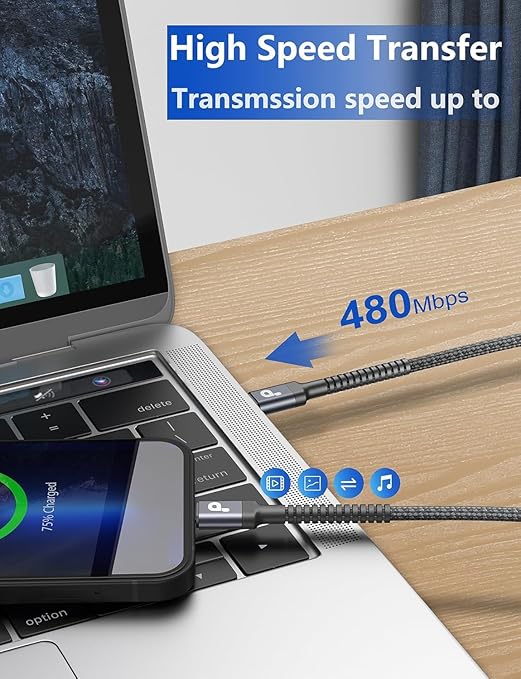 PRAKIE USB C to USB C Cable 6FT, USB Type C Fast Charging Cable 2Pack Nylon Braided USBC iPhone Charger Cord Compatible with iPhone 16/15/Pro Max/PlusSamsung Galaxy S23/LG/Switch