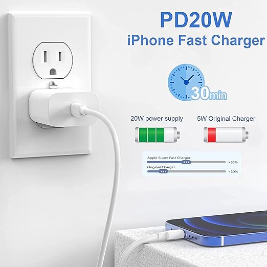 [Apple MFi Certified]Fast iPhone 14 Charger 3Pack,10FT USB C to Lightning Charging Cord with 20W USB Type C Charger Adapter for iPhone 14/14 Pro Max/13 Pro/13/12 Mini/12 Pro Max/11 Pro Max/Xs and iPad