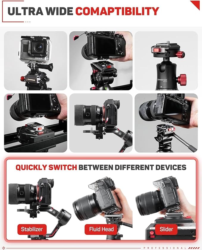IFOOTAGE Q38-RSMINI Quick Plate, Tripod Quick Release System, Camera Screw Tripod Mount Plate, Easy to Lock for Tripods, Stabilizers, DSLR, Sliders, Lightweight and Compact for Photographers