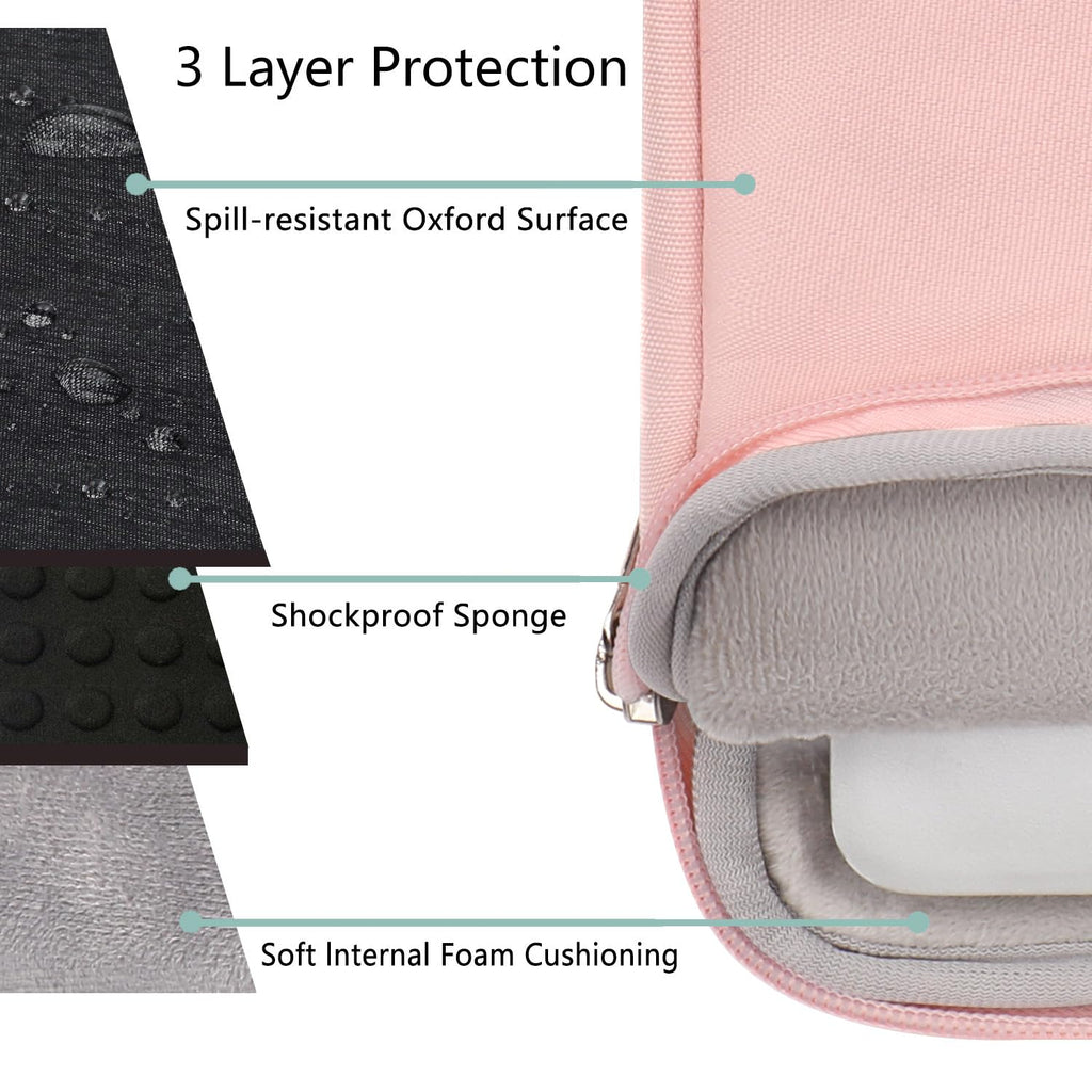 Voova Laptop Sleeve Carrying Case 13 13.6 Inch Compatible with MacBook Air 13 M1/M2/M3/M4, MacBook Pro 13/14, IPad Pro 13, Waterproof Slim Computer Cover Bag, Sakura Pink