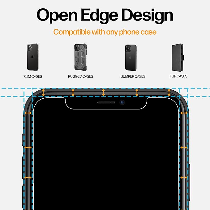 Power Theory Designed for iPhone X, iPhone Xs Privacy Screen Protector Tempered Glass Anti Spy protection [9H Hardness], Easy Install Kit, 99% HD Bubble Free Case Friendly, 2 Pack