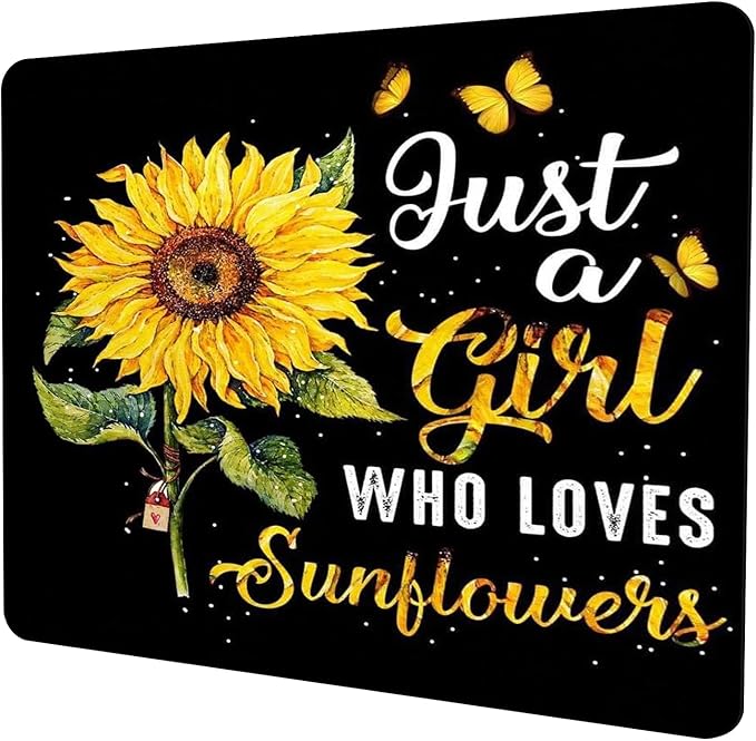 SHALYSONG Sunflower Girl Mouse Pad, Cute Aesthetic Small Laptop Mousepad
