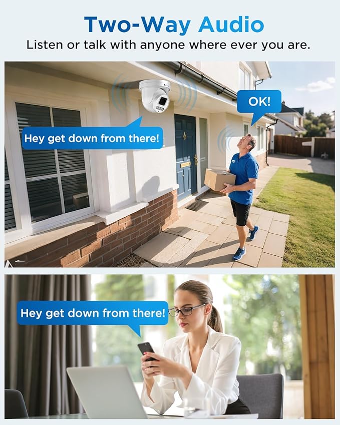 4COVR PoE PTZ Security Camera System 8 Channel, 8X 5MP IP PTZ Camera Two Way Audio, 280ｰ Pan 90ｰ Tilt 5X Optical Zoom, Smart Color Night Vision, Human Vehicle Detection, 4K NVR 2TB HDD, LY5XCP5M0808