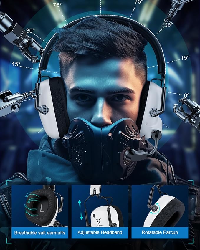 Wireless Gaming Headset for PC, PS5, PS4, Mac, Switch, Gaming Headphones with Noise Cancelling Mic, 2.4GHz USB Dongle, Bluetooth 5.4, 50mm Driver Stereo Sound, Cool Lights, 50H Battery(White)