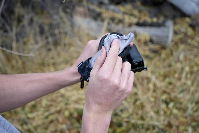 SPUDZ Ultra Microfiber Lens Cleaner – Closable Pouch, Clip-On, Washable – for Optics, Scopes, Glasses | Coastal Blue, 6 x 6 Inch