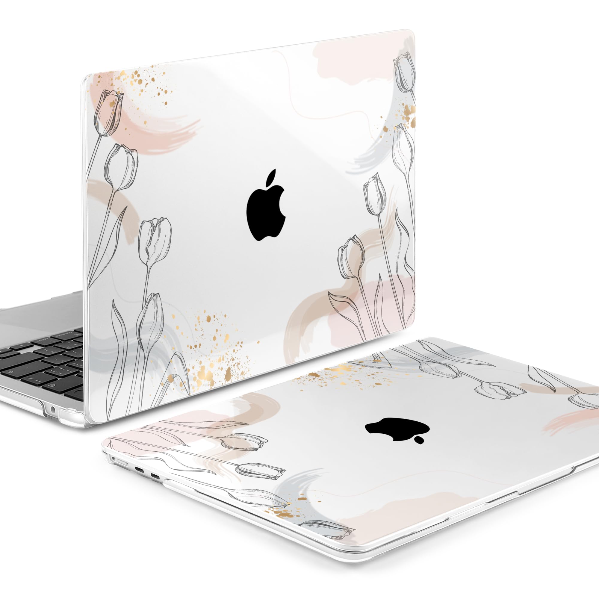 MEEgoodo Case for M5/M4/M3/M2 MacBook Air 13 inch 2026 2025 2024 2022, Fit Model A3449/A3240/A3113/A2681, Case Compatible with MacBook Air 13.6-inch, Engraving Hand Drawn Floral