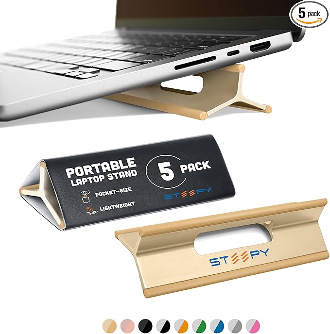 Steepy Adjustable Laptop Stand - 3 Heights Computer Stand - Portable Laptop Riser for Desk