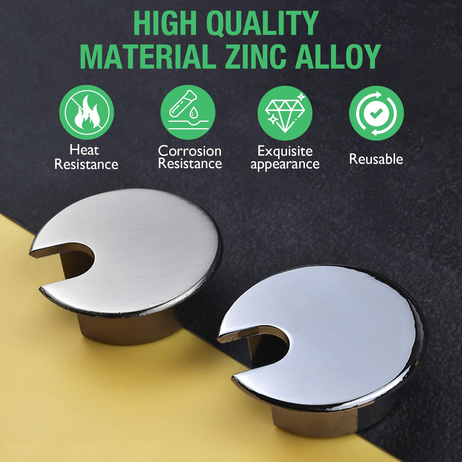 EASYEAH 1 Pcs Desk Grommet 1-3/8" / 35 mm, Zinc Alloy Desk Cord Hole Cover