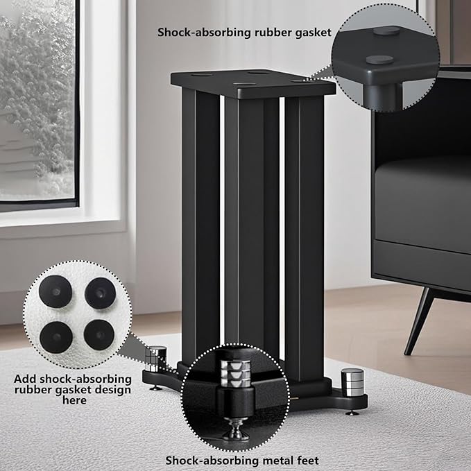 A Pair of Speaker Stands, Bookshelf Speaker Stand Steel Frame Support for Speakers up to 40 kg, Vibration-Absorbing MDF Design, Universal Speaker Stand Improves Sound Quality (70cm/27.5in)