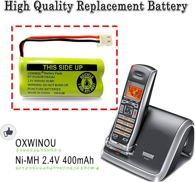 Replacement Battery BT183342/BT283342 BT166342/BT266342 BT162342 / BT262342 BT166342 Compatible with CS6114 CS6419 CS6719 AT&T EL52300 CL80112 CS6719-2 2.4V 400mAh (2 Pack)