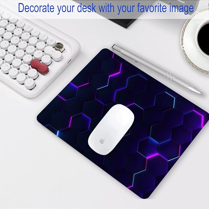 Purple Abstract Art Mouse Pad Personalized Design Computer Laptop Non-Slip Rubber Mouse Pad 9.5x7.9 Inch