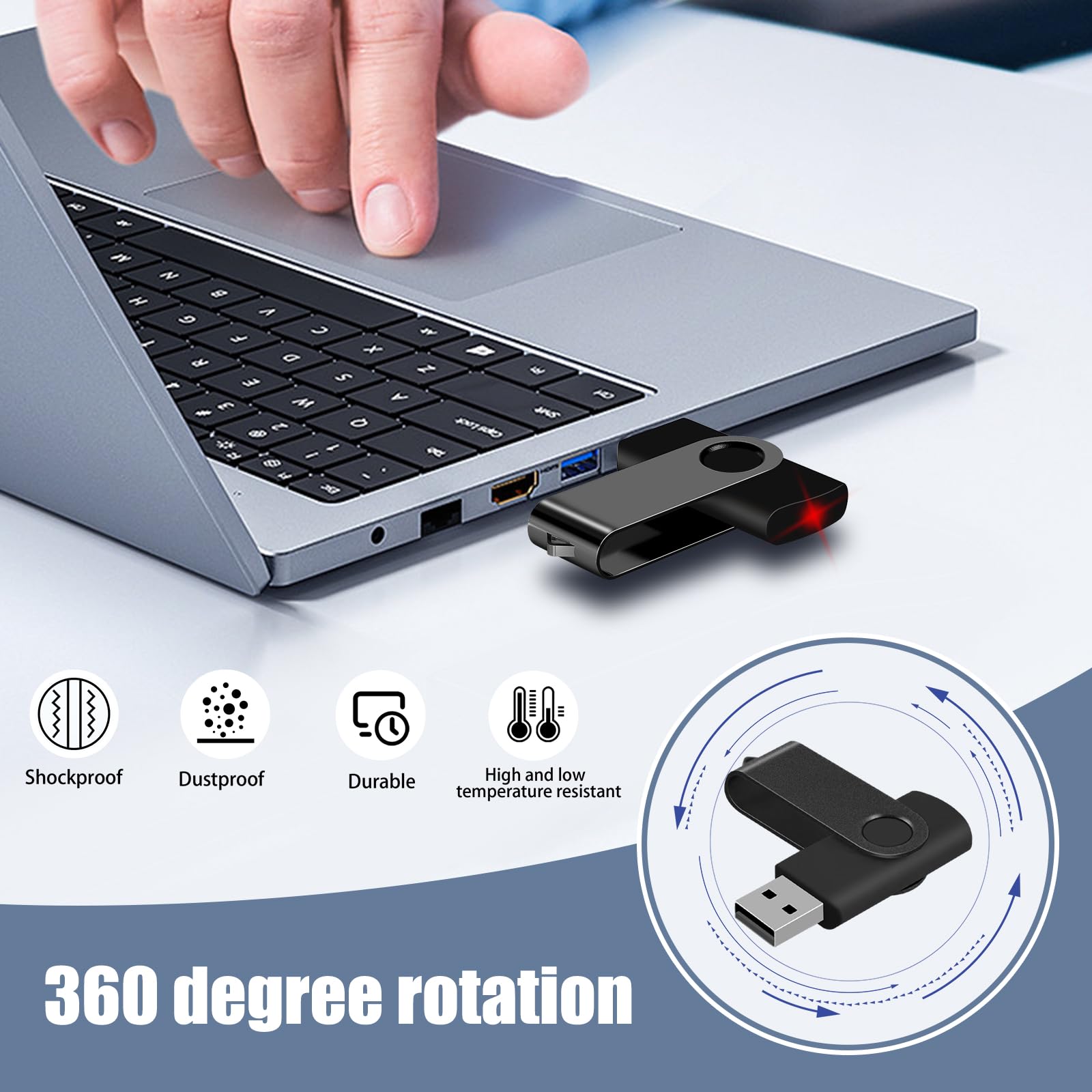 32GB 20-Pack USB Flash Drives Bulk EASTBULL USB 2.0 Thumb Drive,Black