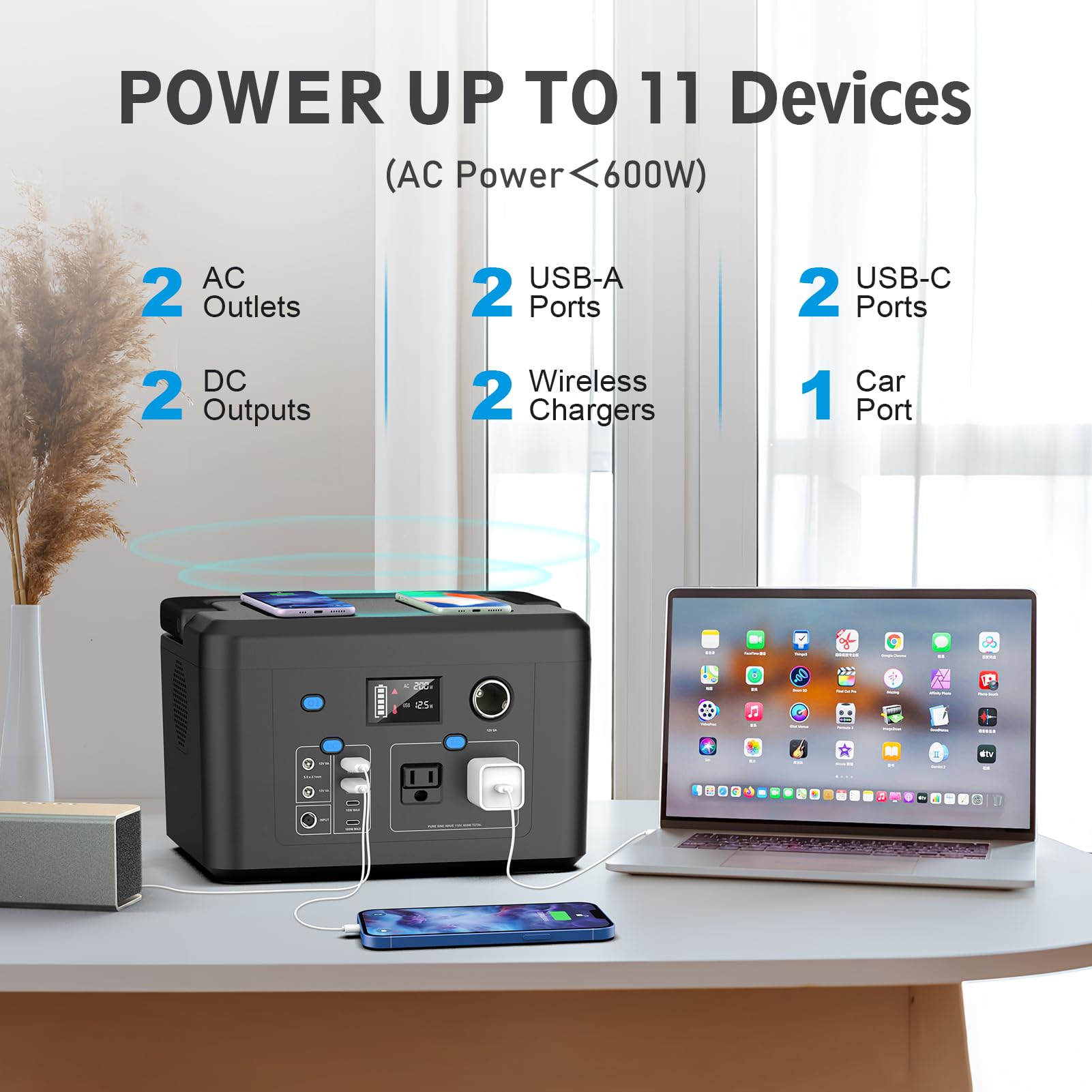 600W Portable Power Station, 296Wh Lithium Solar Generator for Camping