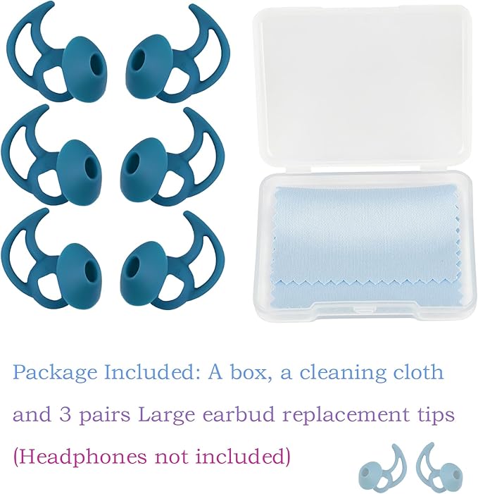 Earbud Covers Silicone Tips Replacement Earbud Tips Compatible with Bose Quietcomfort and Sport Headphone Eartips Ear Bud Tips Large 3 Pairs