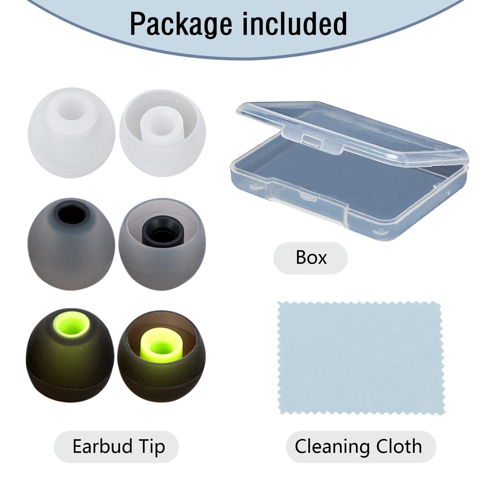 MMYQXI Earbud Replacement Tips Silicone Earbud Covers Fit for in-Ear Headphones (Inner Hole 3.8mm -5.1mm) 9 Pairs S/M/L