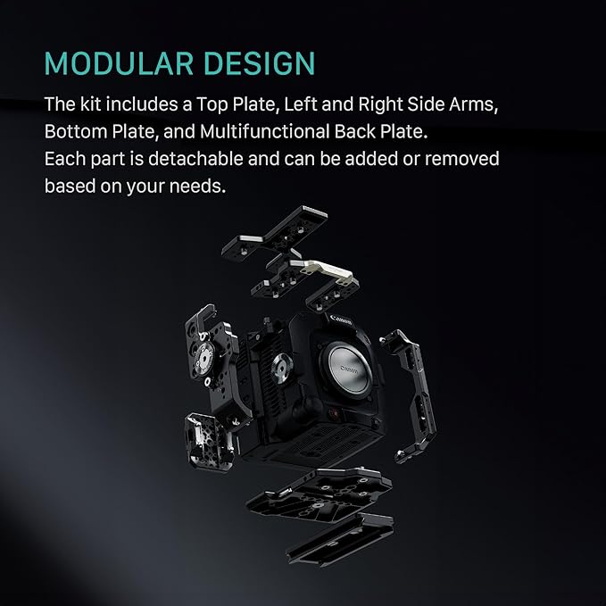 Tilta Camera Cage Kit for Canon C400 | Mounts via Arri Rosette, NATO Rail, 3/8"-16 & 1/4"-20 | Includes Full Cage, Quick Release Bottom Plate, Rear Accessory Plate + More (Base Kit)