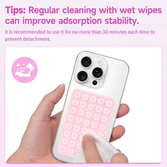 Silicone Suction Phone Case Mount, Non Slip Suction Cup Phone Mount, Phone Accessories Holder for Selfies and Videos, Silicon Adhesive Phone Stand Sticky for Cell Phone Light Blue