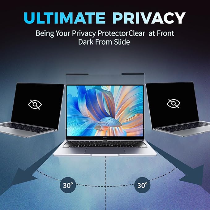 Magnetic Laptop Privacy Screen Filter 13.3 inch for 16:9 Widescreen Computer Monitor, Removable Anti Blue Light Privacy Shield, Anti-Glare Protector