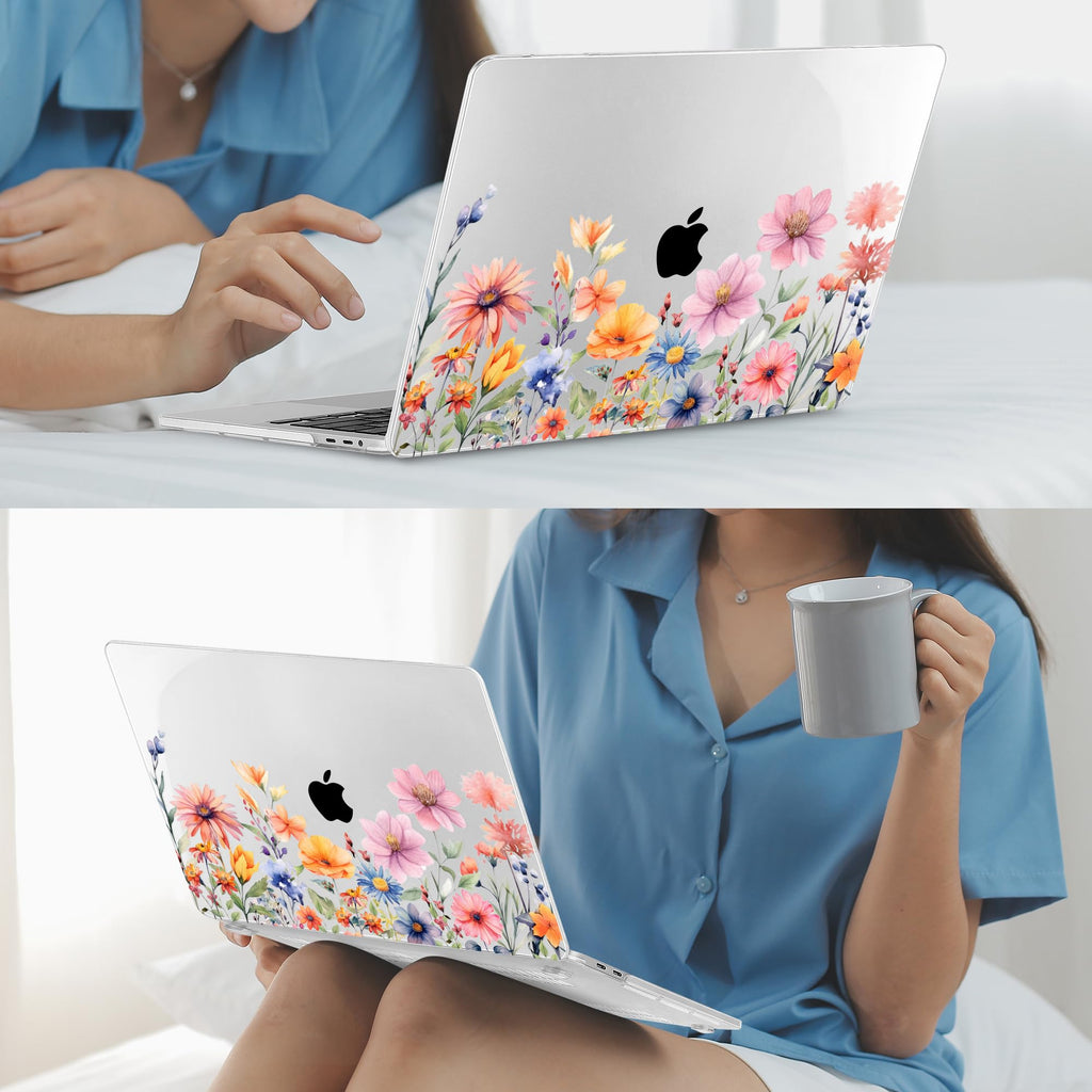 Mektron Case for MacBook Pro 16 Inch A2141 Cover 2019 Release 16" with Liquid Retina Display/Touch ID, Plastic Hard Shell with Keyboard Skin & Screen Protector & Dust Plug, Floral P165