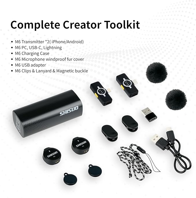Pro Lavalier Microphone for Podcast Recording, Wireless Clip-On Mic with Pocket Charging Case, Compatible with iPhone Android PC MacBook for YouTube Vlogging Video
