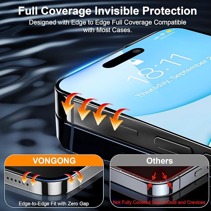 2 Pack Screen Protector for iPhone 16,Durable and Drop-Proof with 9H Hardness,Bubble-and-Dust-Free 16 HD High-Aluminum Tempered Glass,Easy Installation Exclusively