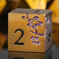 DNDND Flower Metal DND Dice, 7 PCS Heavy Solid Metallic Dragon Dice Set with Gorgeous Gift Case for D&D Dungeons and Dragon Tabletop Game (Ancient Brass)