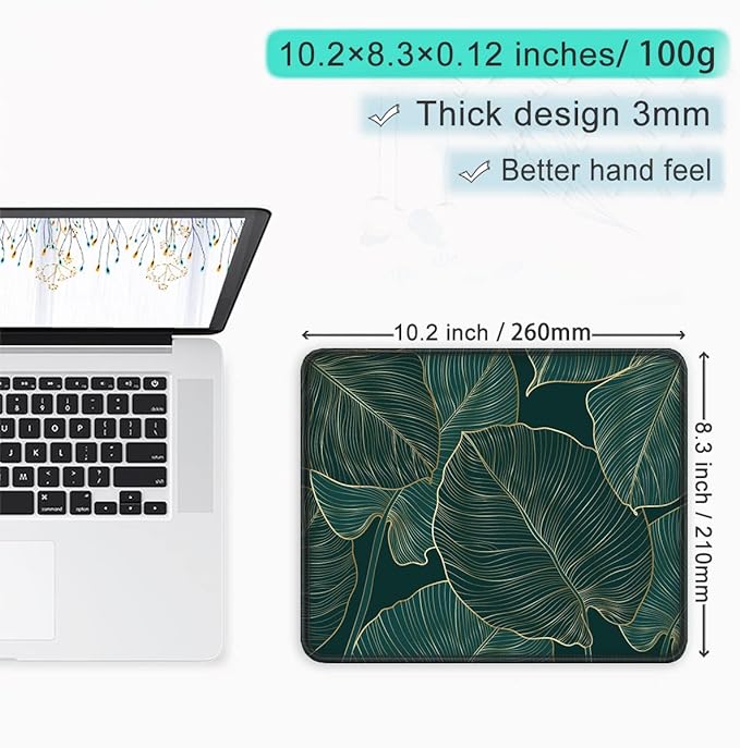ITNRSIIET Mouse Pad with Stitched Edge Premium Textured Smooth Precise Operation Waterproof Washable Non-Slip Rubber Base Desktop Protection Mat, 10.2×8.3×0.12 inches, Palm Texture
