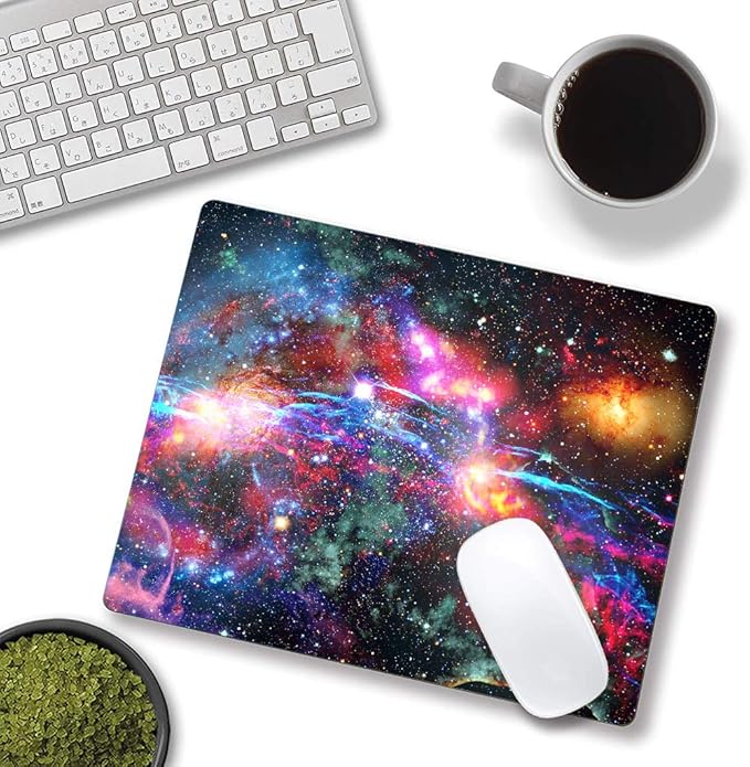 Galaxy and Nebula Mouse Pad, Milky Way Galaxy Mouse Pad, Gaming Mouse Mat Square Waterproof Mouse Pad Non-Slip Rubber Base MousePads for Office Home Laptop Travel, Solar Sysstem Orbit