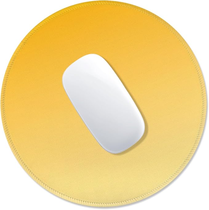 ITNRSIIET Mouse Pad Non-Slip Rubber Base Smooth Surface Stitched Edges Waterproof Durable Compatible with All Mice for Office & Gaming, Desk Accessory, Diameter 8.7 inch, Yellow Gradient