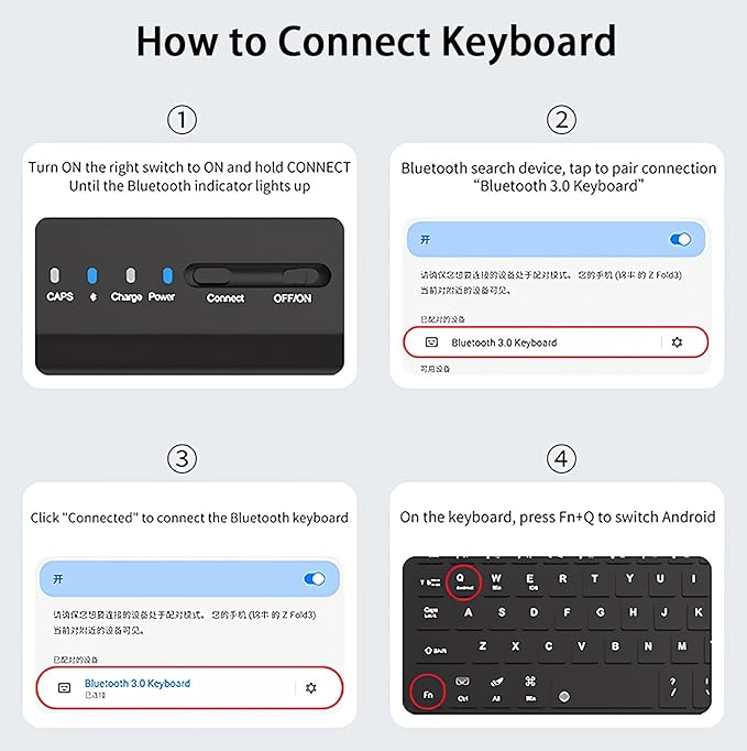 for Samsung Galaxy Z Fold 7 6 5 Keyboard and Mouse, Portable Mini 7.9inch Bluetooth Keyboard with Leather Case and Capacitive Pen, 4 in 1 Set for Z Fold7 6 Accessories