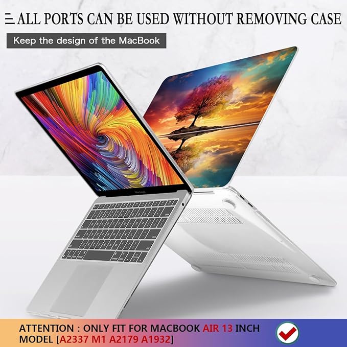 CISSOOK Compatible with MacBook Air 13 inch Case 2021, 2020-2018 Release Model M1 A2337 A2179 A1932, Protective Plastic Hard Shell Case Cover for MacBook Air 13-inch with Touch ID, Tree Landscape