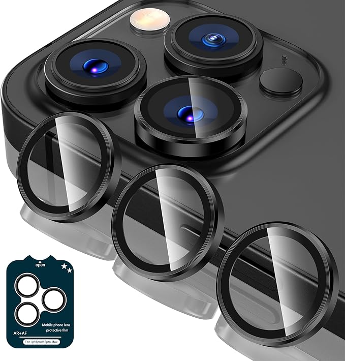 Tensea Camera Lens Protector Compatible for iPhone 16 Pro Max/16 Pro/14 Pro Max/14 Pro, Metal Aluminum Alloy Tempered Glass Cover Camera Screen Protector Accessories, Case Friendly