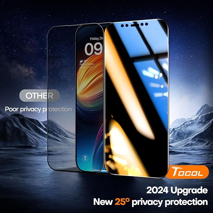 TOCOL for iPhone 11 Privacy Screen Protector True 25°Anti Spy 9H+ Hardness Tempered Glass for iPhone iPhone 11 Full Coverage Screen Protector Easy Installation 2 Pack