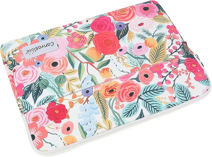 Canvaslove Floral Pattern Laptop Sleeve Case Cover with Pocket for MacBook Pro 14 inch and 14 inch-14.4 inch HP, Lenovo, Dell, ASUS, Acer Notebook Computer