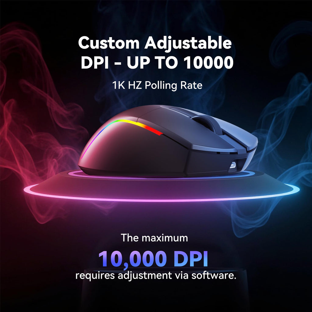 Redragon S107KS Wireless Gaming Keyboard and Mouse, RGB Backlit, 3 Mode (Wired/2.4G/BT), Up to 10,000 DPI Gaming Mouse with Software, Ultra Lightweight 65g, 25 Key Anti-Ghosting Keyboard for PC