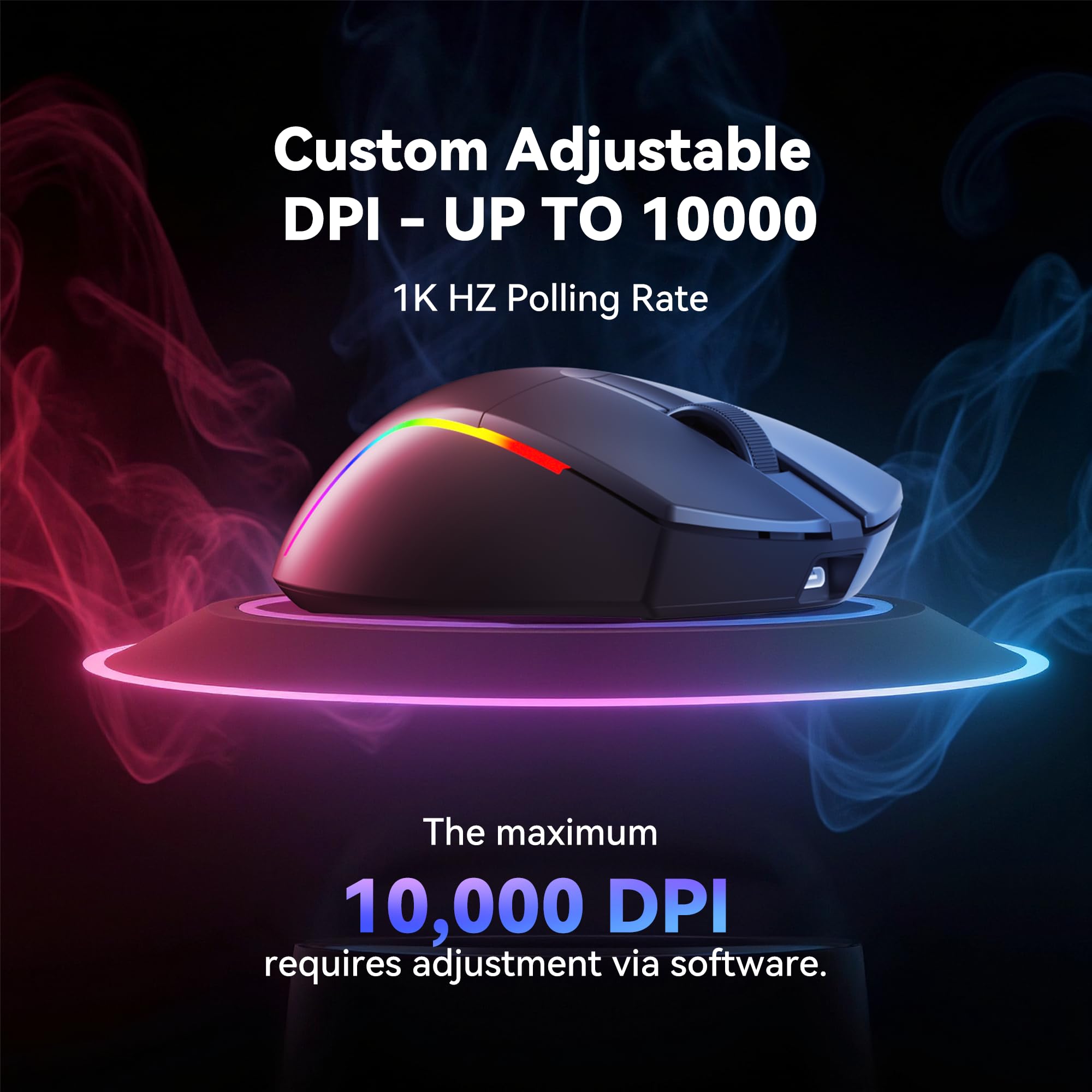 Redragon S107KS Wireless Gaming Keyboard and Mouse, RGB Backlit, 3 Mode (Wired/2.4G/BT), Up to 10,000 DPI Gaming Mouse with Software, Ultra Lightweight 65g, 25 Key Anti-Ghosting Keyboard for PC