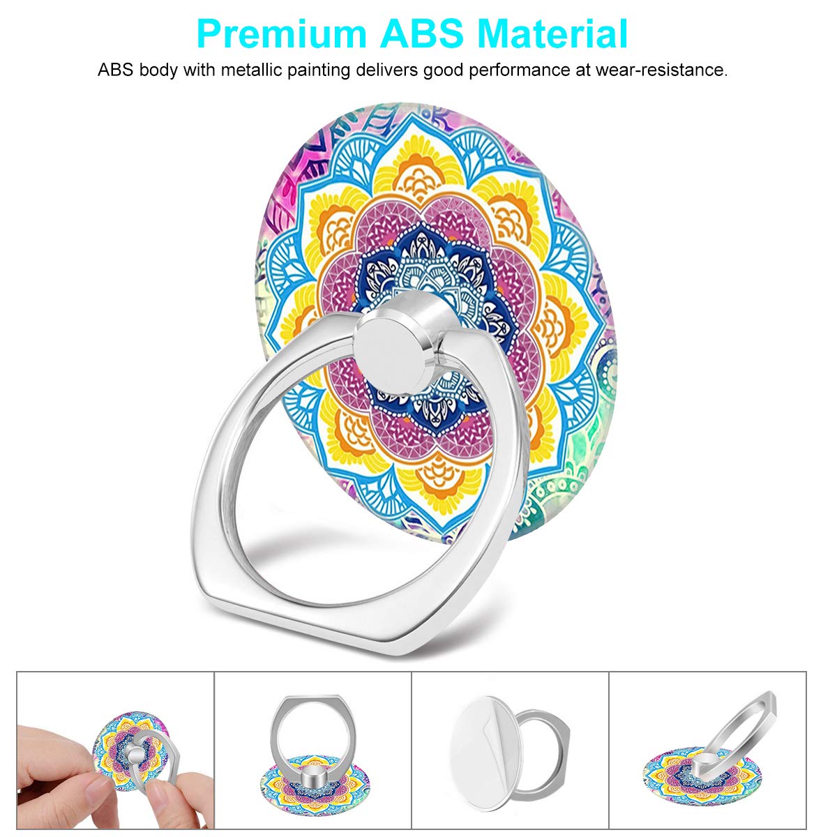 Bonoma Cell Phone Ring Holder Stand,3- Pack Colorful Mandala