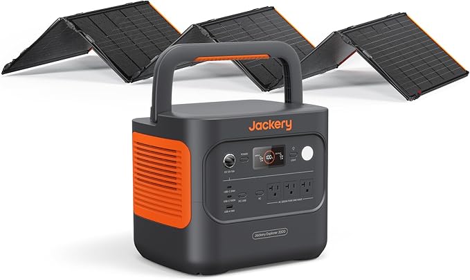 Jackery Explorer 2000 v2 Solar Generator and 500W Solar Panel, 2042Wh LiFePO4 Power Station, 2200W AC Output, 1 Hour Fast Charging for Emergencies, Power Outages, Camping