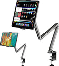 KU XIU Aluminum Alloy Tablet Stand for Desk, Adjustable Foldable Arm Holder Mount Compatible with iPad 10/9th, iPad 13/12.9/11'' Pro Air Mini, Portable Monitor 7-15.6'', Samsung Galaxy Tab S9/FE/A9/S6