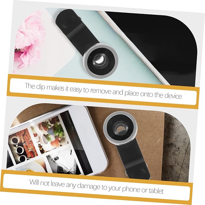Portable Cell Phone Camera Lens Super Wide Angle Lens Macro Lens Fisheye Lens Clip on 3 in 1 Mobile Phone Lens Compatible for iPhone 6S/7/8/X (Silver)