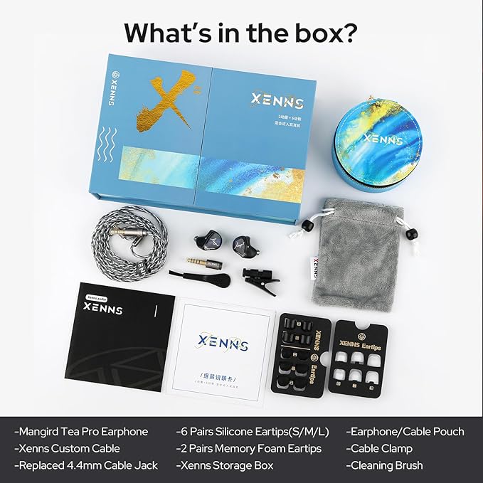 Linsoul Xenns Mangird Tea PRO in Ear Monitor, 6BA+2DD Hybrid Earphone IEM, Wired Gaming Earbuds with Detachable IEM Cable for Musician Audiophile