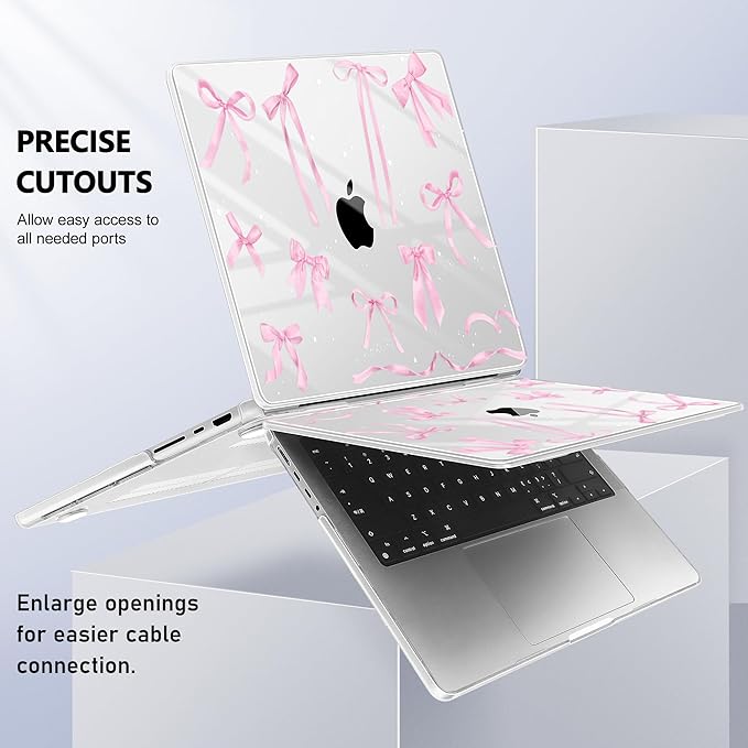 for MacBook Pro 16 inch Case 2021 2022 2023 2024 Release A3186 A3403 M4 A2991 M3 A2780 M2 A2485 M1 Pro/Max, Hard Shell Case with Screen Protector & Keyboard Cover, Bowknot