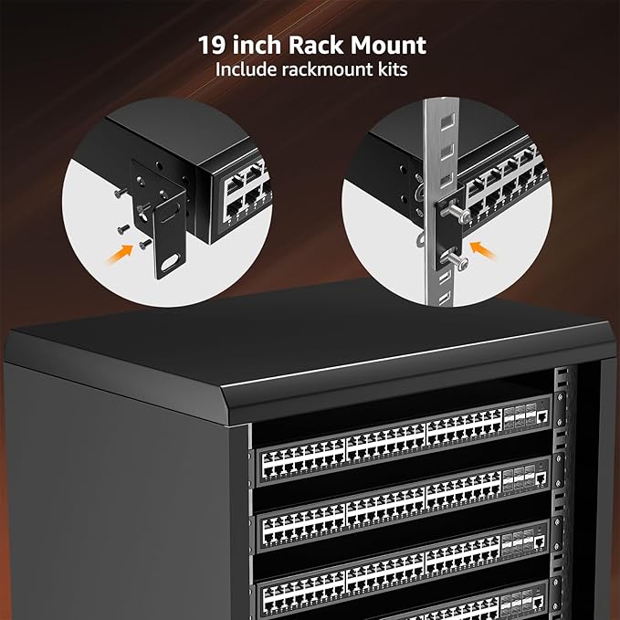 YuanLey 48 Port Gigabit Managed PoE Switch with 48 10/100/1000Mbps PoE+ Ports, 6X 10Gbps SFP+, L3 Smart Managment Ethernet Switch, VLAN, QoS, ACL, SSL, Fanless, Rackmount Network Switch
