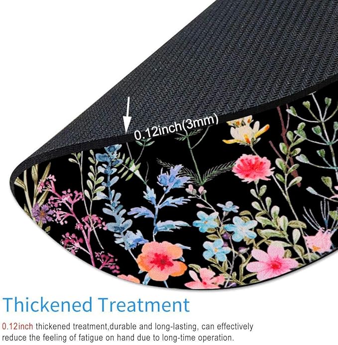 Floral Mouse Pad: Non-Slip Rubber Base & Comfortable Lycra Cloth - Cute Mouse Pad for Women, Round Waterproof for Computer, Laptop, Office, Home