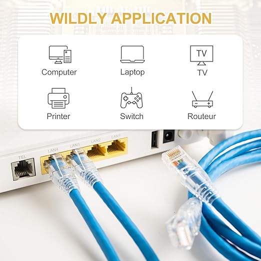 MECCANIXITY 60pcs Cat6 RJ45 Pass Through Connectors, RJ45 Connector 8P8C Gold Plated Plugs with 60pcs Yellow Strain Relief Boots for Solid or Stranded UTP Ethernet Cable, 1.1mm
