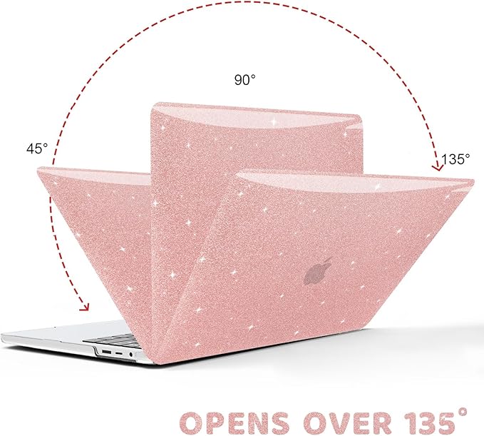 Anban Compatible with MacBook Pro 13 inch Case M2 2025-2016 M1 A2338 A2251 A2289 A2159 A1989 A1706 A1708, Plastic Hard Shell+Keyboard Cover+Screen Skin for MacBook Pro 13.3 inch Case, Shiny Rose Gold