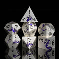 HNCCESG Metal Dice Set,7-Piece Dragon Dice for DND and RPGs,Silver Purple