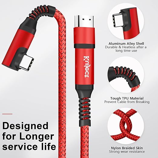 Kuject Link Cable 20FT Compatible for Quest 3S/3, Quest 2/Pro, Pico 4, Nylon Braided Accessories for Rift S/Steam VR Games, USB 3.0 Type C to C High Speed Data Transfer Cord for Gaming PC, Red